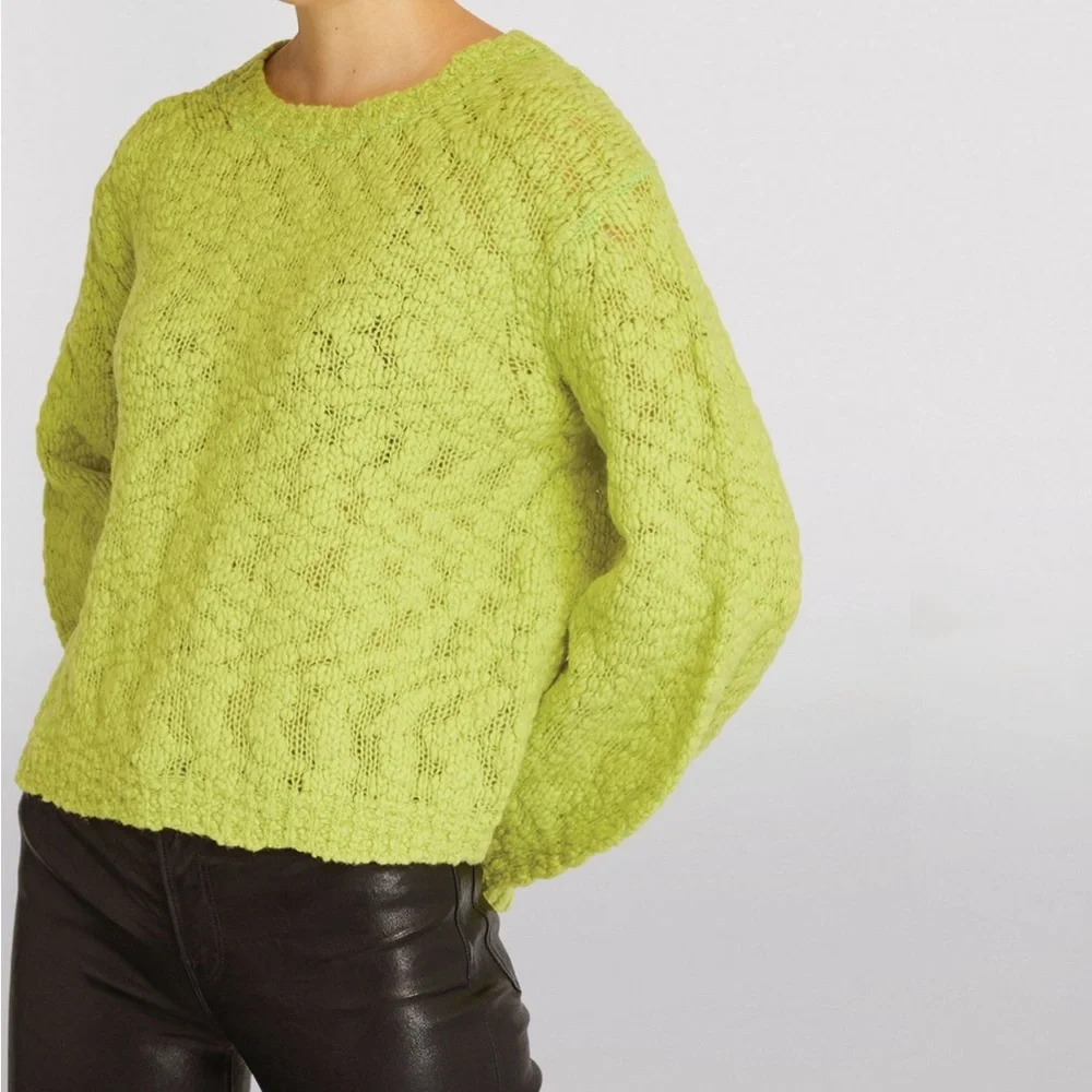 Helmut Lang Lime Green Crew Neck Sweater - Picture 2 of 11